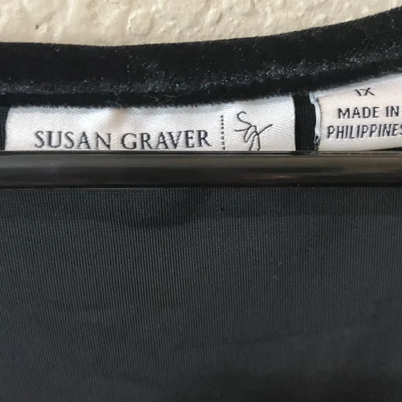 Susan Graver Black Velvet Blouse - Picture 2 of 5